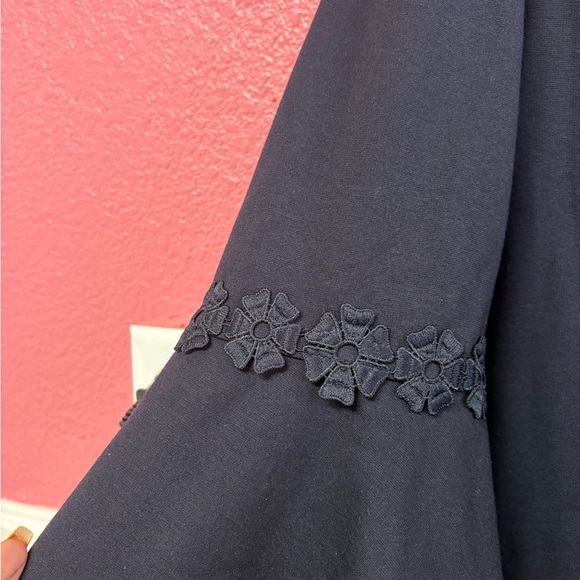 Talbots Blue V-Neck Sheath Dress with 3/4 Bell Sleeves - Picture 4 of 8